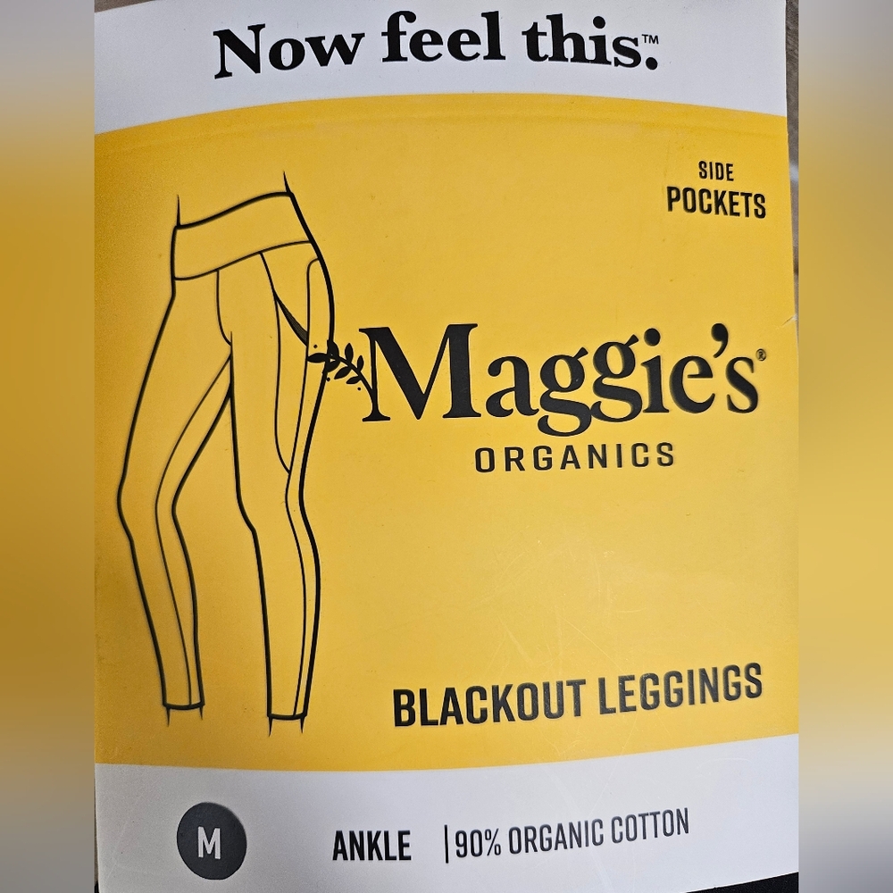 Maggies Organics Women’s Blackout Cotton Side Pocket Leggings Ankle - M - Picture 3 of 6